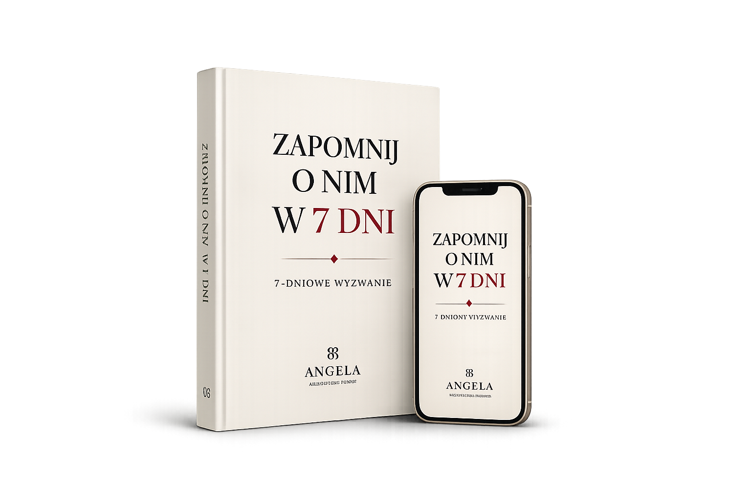 Zapomnij o nim w 7 dni - mockup ksiazki i telefonu